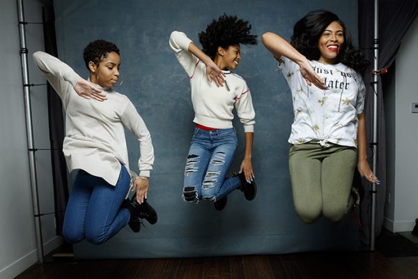 Step team members Tayla Solomon, Cori Granger, and Blessin Giraldo, from the documentary film, "STEP," are photographed at the 2017 Sundance Film Festival for Los Angeles Times on January 20, 2017 in Park City, Utah. PUBLISHED IMAGE. CREDIT MUST READ: Jay L. Clendenin/Los Angeles Times/Contour by Getty Images. (Photo by Jay L. Clendenin/Los Angeles Times/Contour by Getty Images)